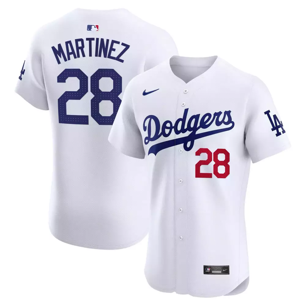 Jd Martinez 28 Dodgers Jersey White Men Blue Red Premier Elite All Stitched