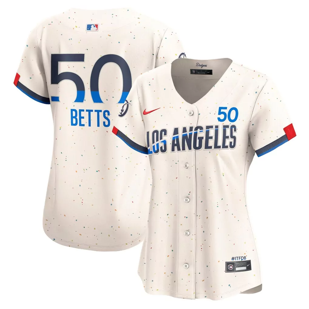 Mookie Betts 50 Jersey White Los Angeles Dodgers #itfdb Women Alternate Custom Design