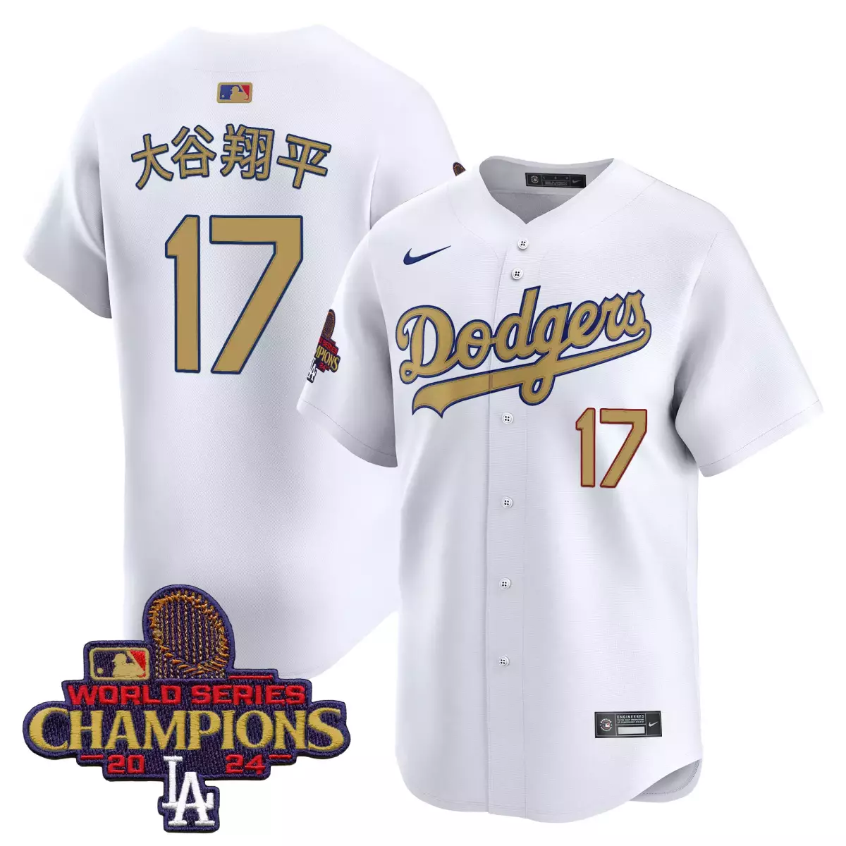 Shohei Ohtani 17 Jersey White World Series Champions Los Angeles Dodgers 2024 Men