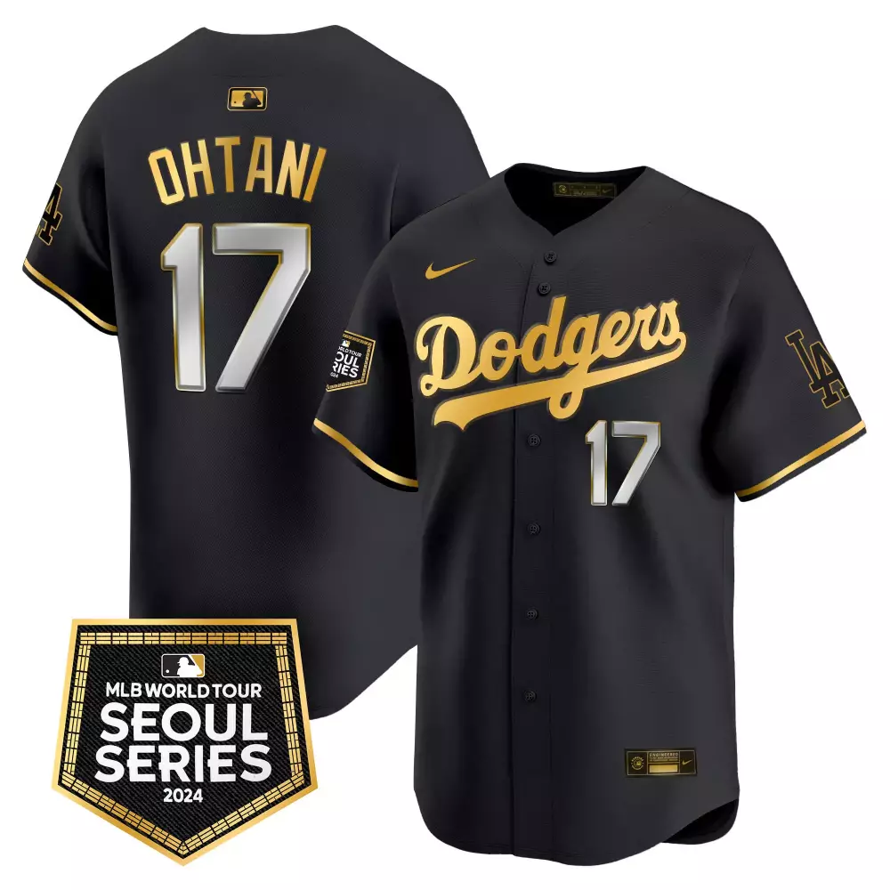 Shohei Ohtani 17 Dodgers Jersey Black Seoul Series Men Official Gold Silver Vapor
