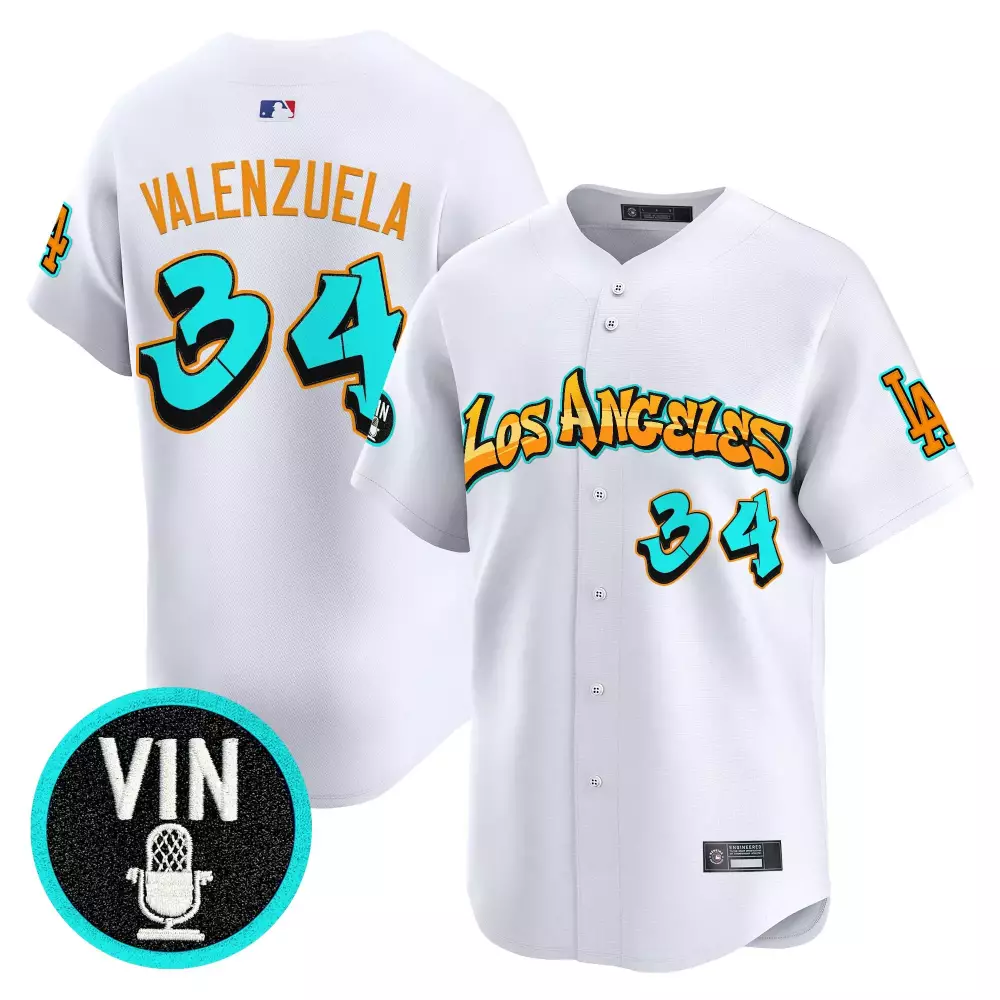 Bryant Vin 34 Los Angeles Dodgers Jersey White Men Custom Design Orange Teal Vapor
