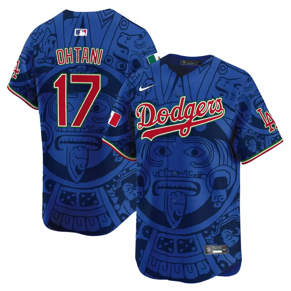 Shohei Ohtani 17 Dodgers Jersey Blue City Connect Men Custom Design Red Green White