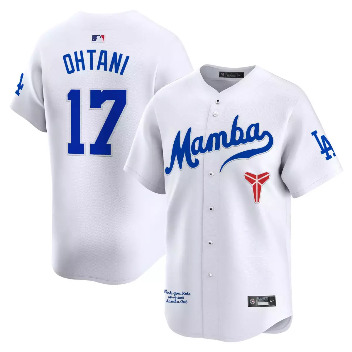 Shohei Ohtani 17 Jersey White Mamba Edition Los Angeles Dodgers Kobe Bryant Tribute