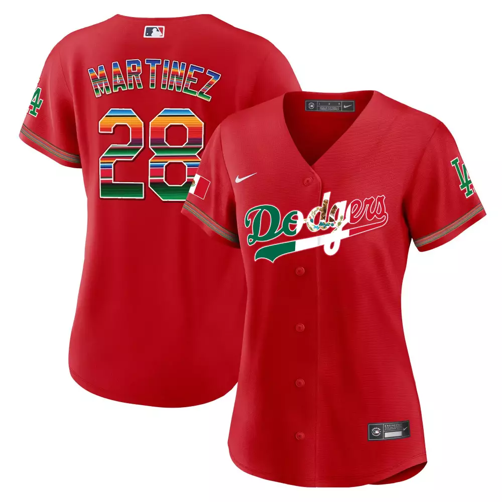 Jd Martinez 28 Dodgers Jersey Red City Connect Mexico Flag Split Design Green White