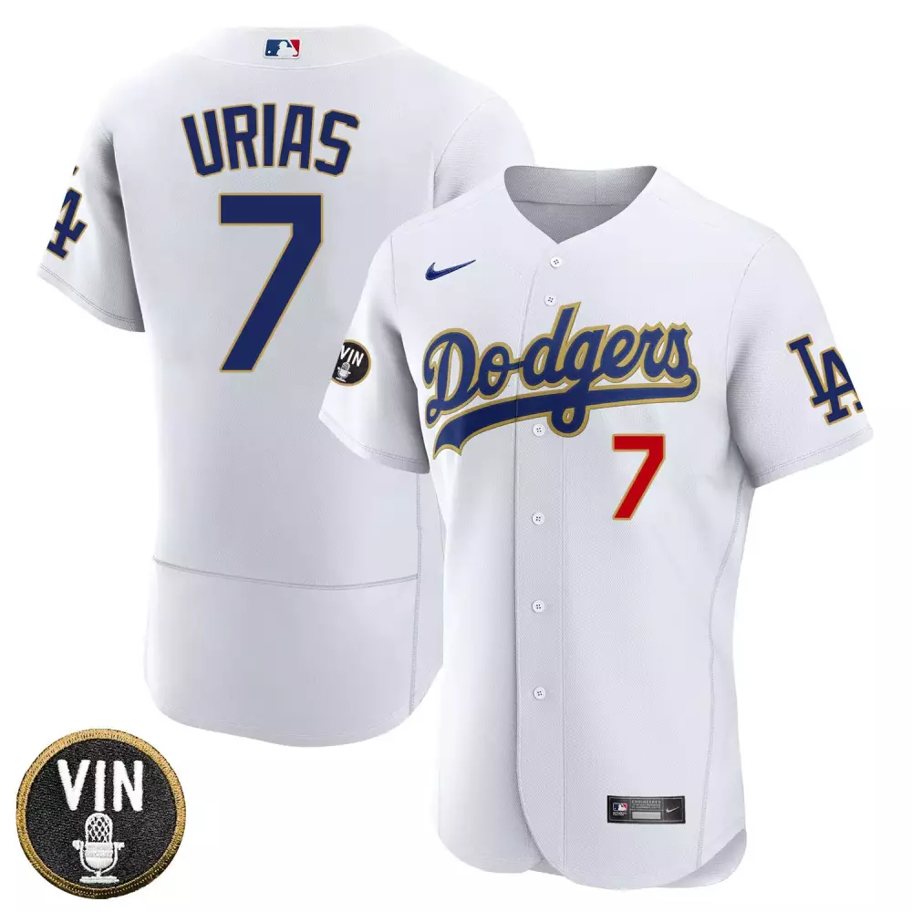 Julio Urias 7 Dodgers Jersey White Vin Men Blue Gold Red All Stitched Vapor