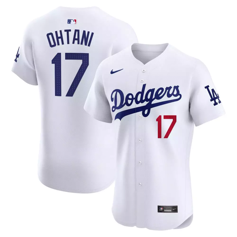 Shohei Ohtani 17 Dodgers Jersey White Men Blue Red Premier Elite All Stitched
