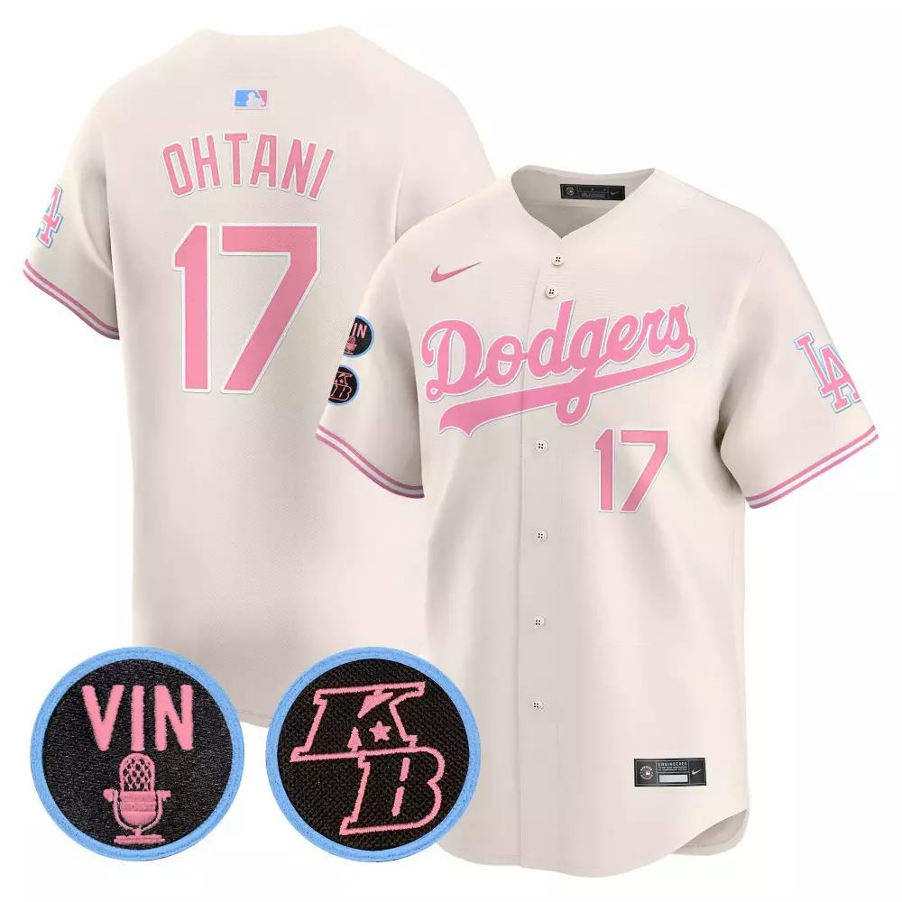 Shohei Ohtani 17 Dodgers Jersey Cream City Connect Vin Scully Microphone LA Interlocking 2024