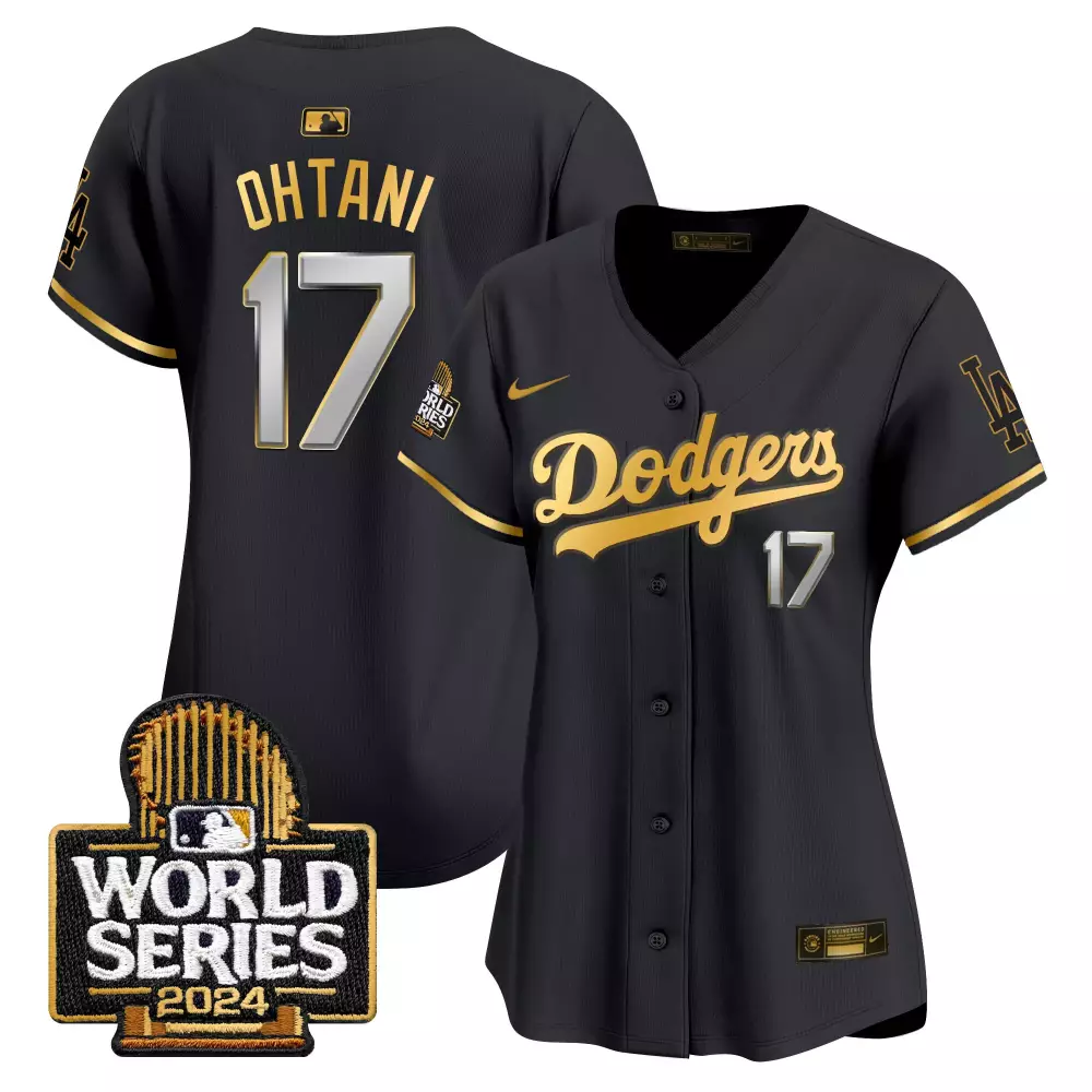 Shohei Ohtani 17 Dodgers Jersey Black World Series 2024 Men Gold Vapor Premier Limited