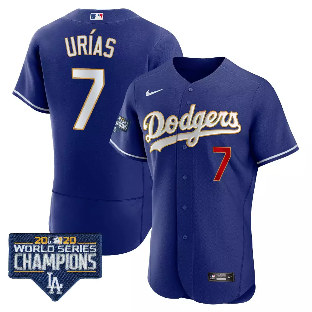 Ramón Urías 7 Dodgers Jersey Royal Blue 2020 World Series Champions Men White Red