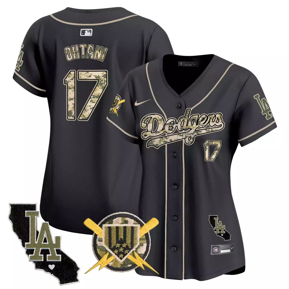 Shohei Ohtani 17 Dodgers Jersey Black Camo California Shape LA Men Tan Green Cream