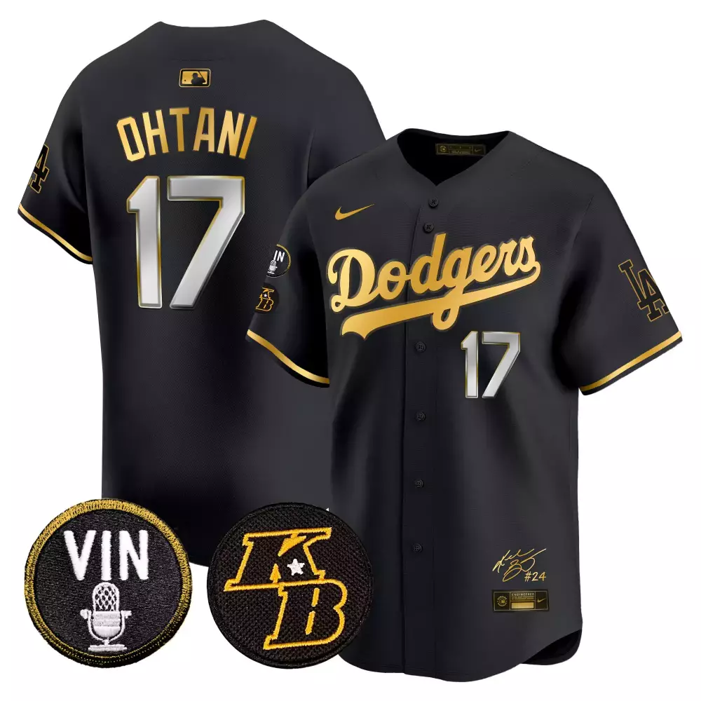 Shohei Ohtani 17 Dodgers Jersey Black City Connect Vin Scully Kobe Bryant 2023 Men