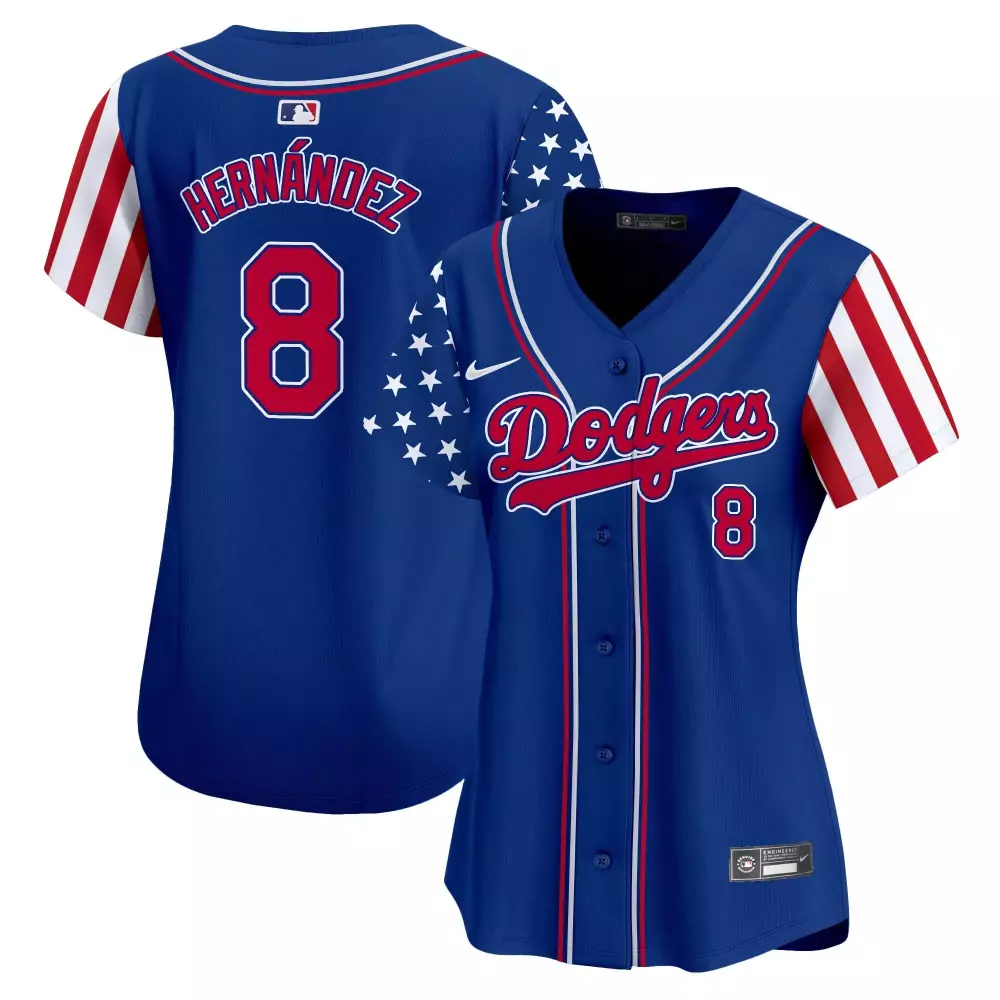 Kike Hernandez 8 Dodgers Jersey Blue Alternate Split Design Red White Vapor Premier