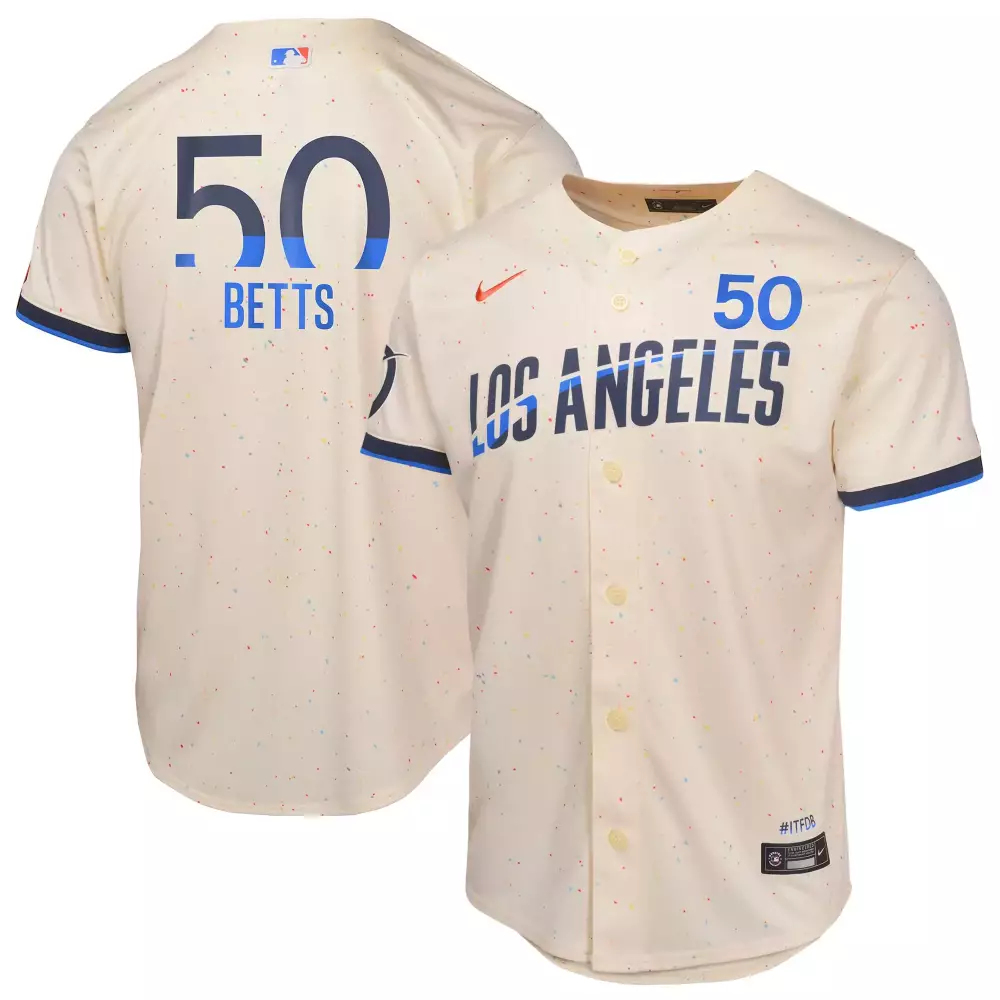 Mookie Betts 50 Jersey Cream City Connect Los Angeles Dodgers Men Custom Design Blue