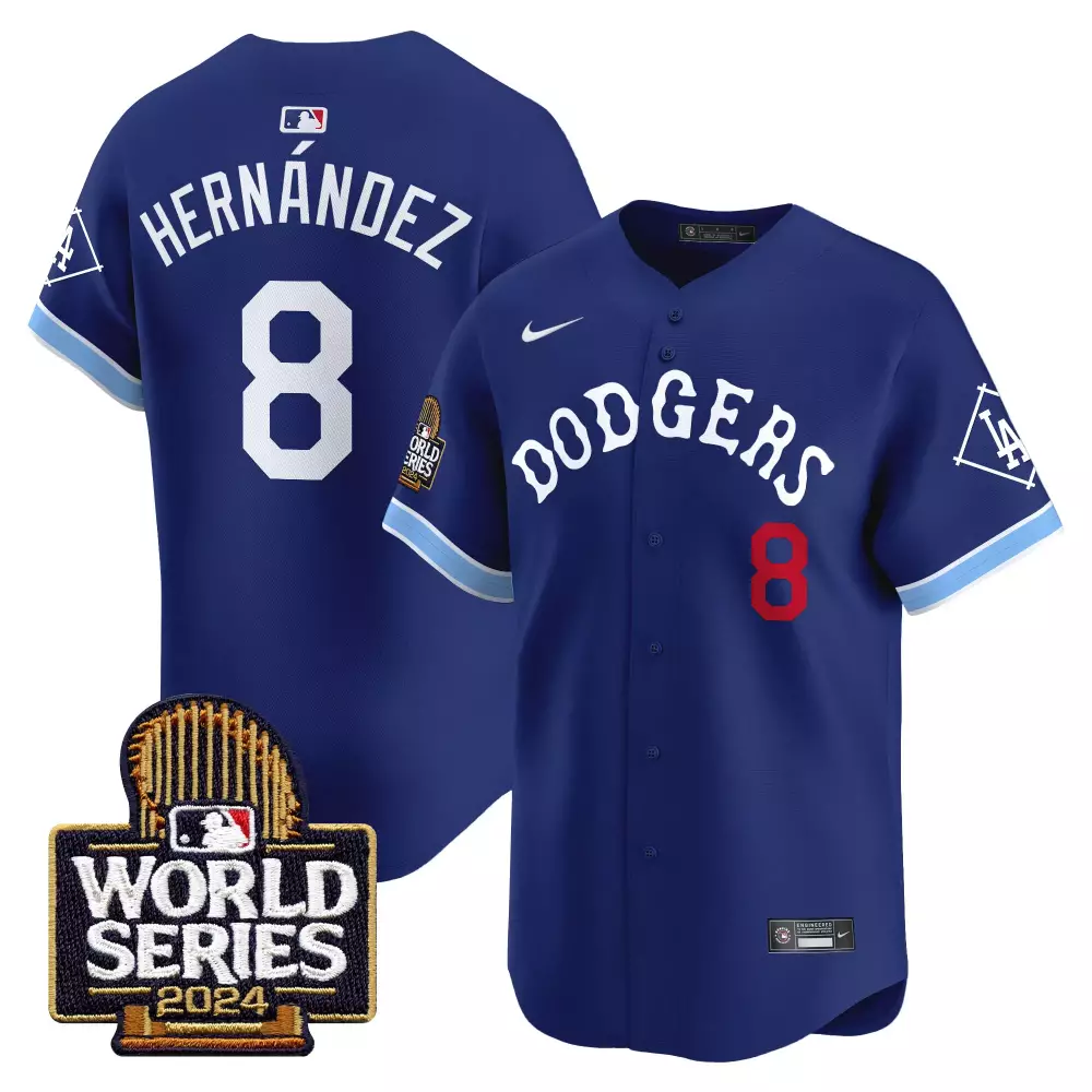 Kike Hernandez 8 Dodgers Jersey Royal Blue World Series 2024 Men White Light Vapor