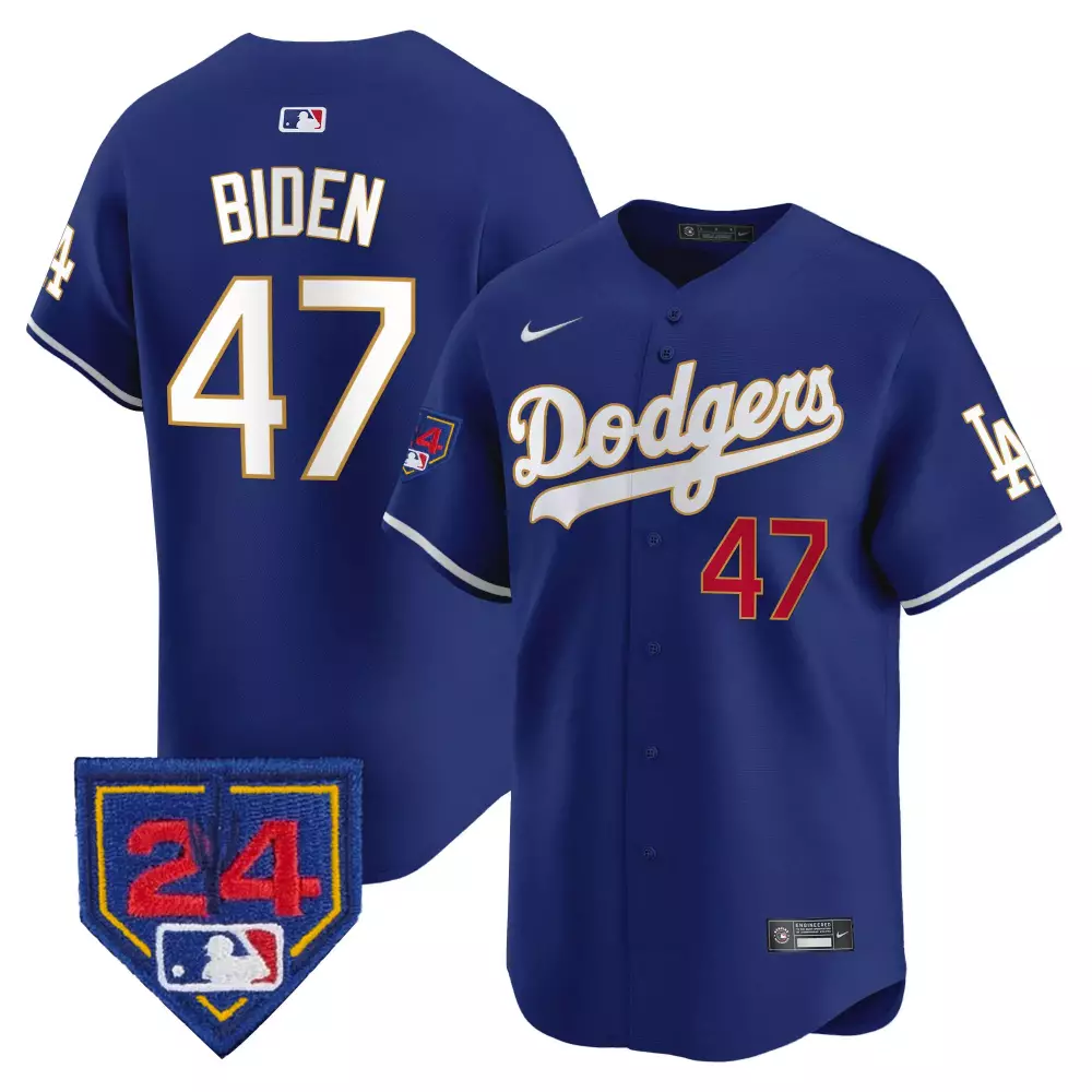 Joe Biden 47 Dodgers Jersey Blue Men White Red Vapor Premier Limited All Stitched