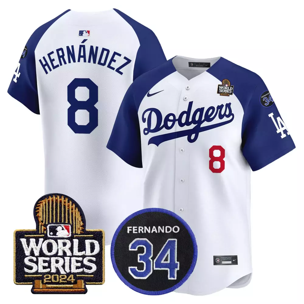 Kike Hernandez 8 Dodgers Jersey White World Series 2024 Men Blue Alternate Vapor