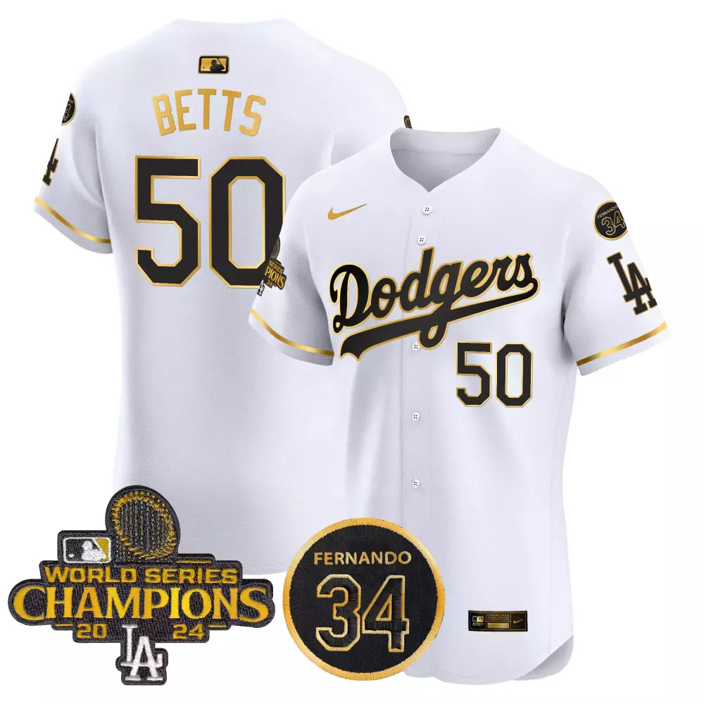Mookie Betts 50 Dodgers Jersey White World Series Champions 2024 LA Men Alternate
