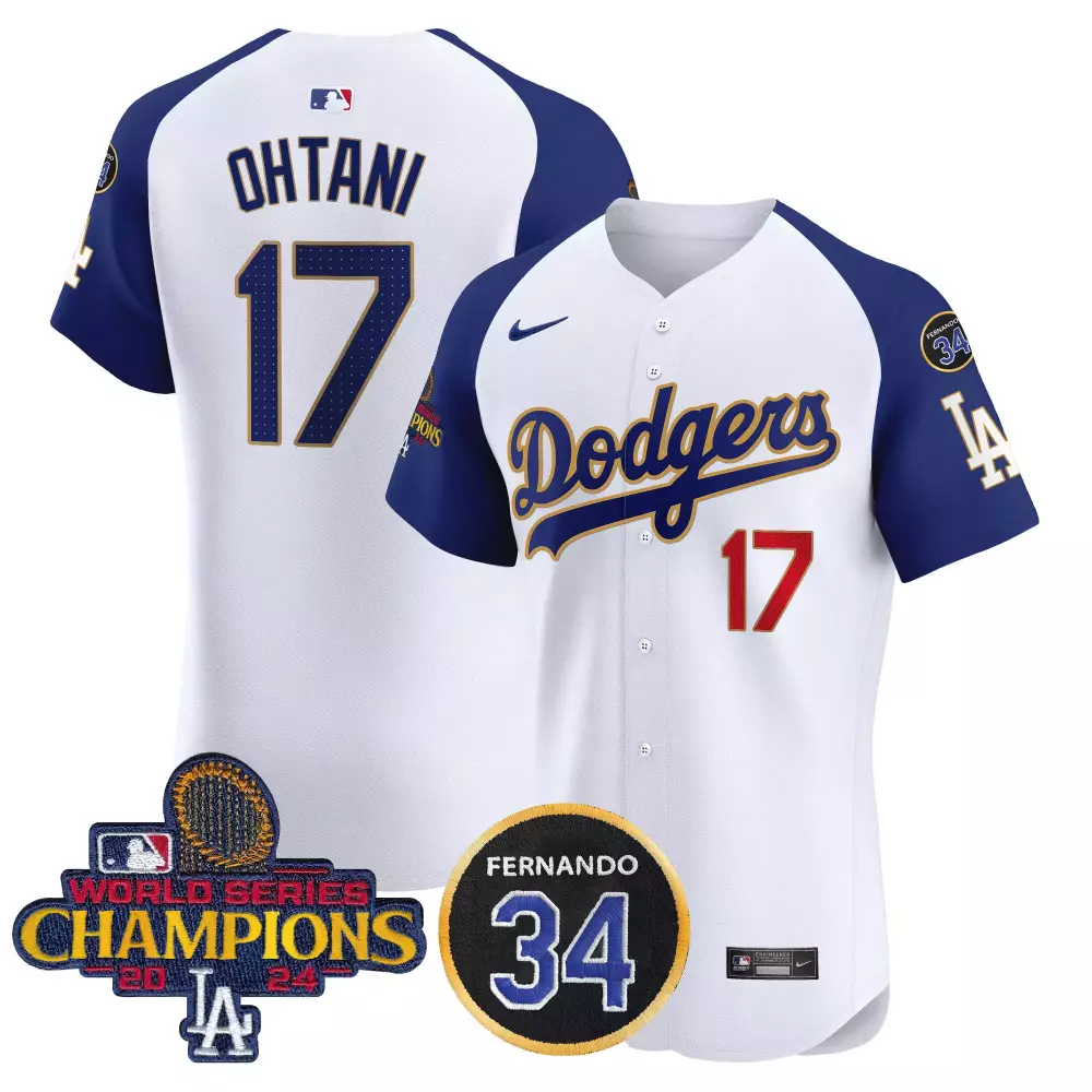 Shohei Ohtani 17 Dodgers Jersey White World Series Champions 2024 Fernando 34 Men