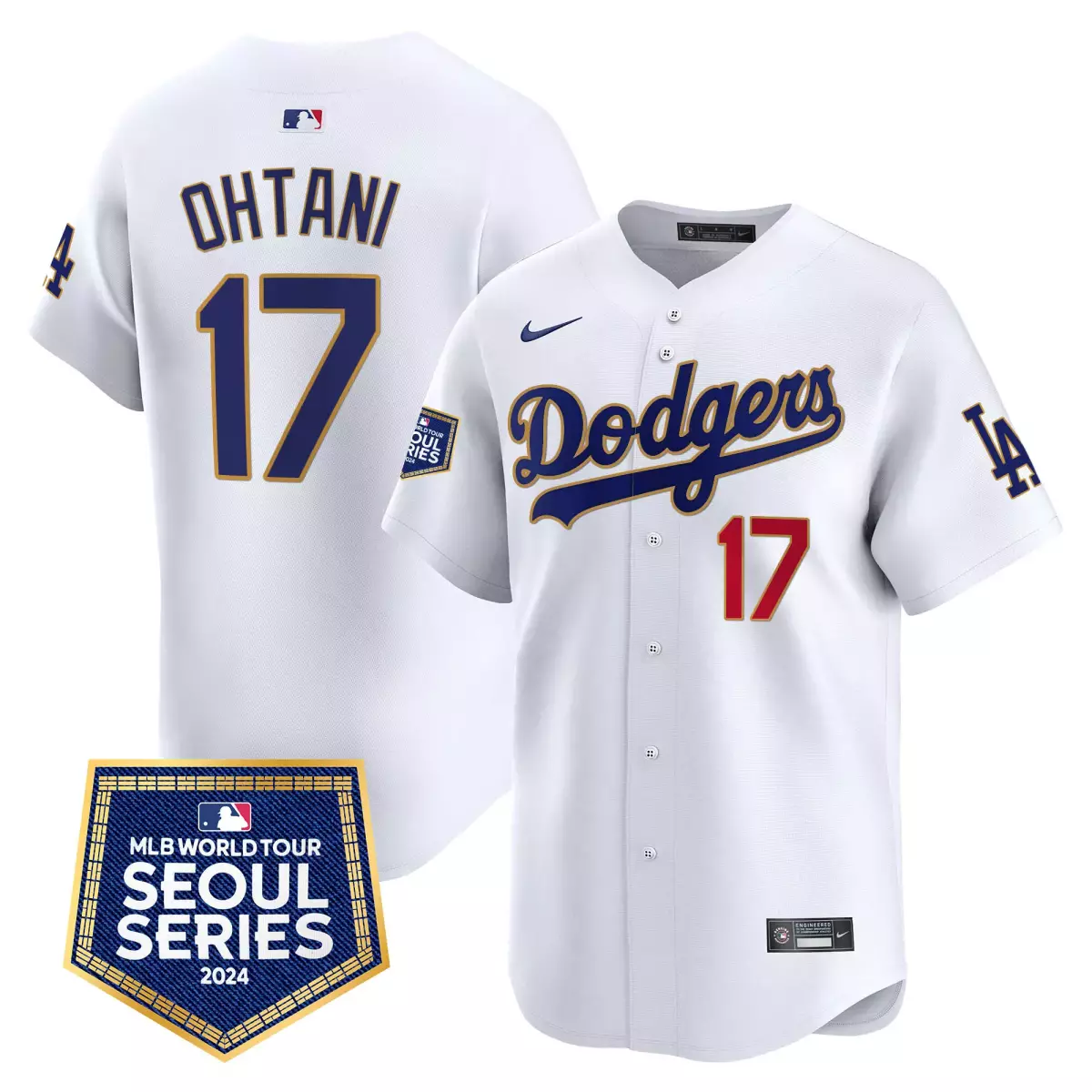 Shohei Ohtani 17 Dodgers Jersey White Men Blue Red Gold Vapor Premier Limited All
