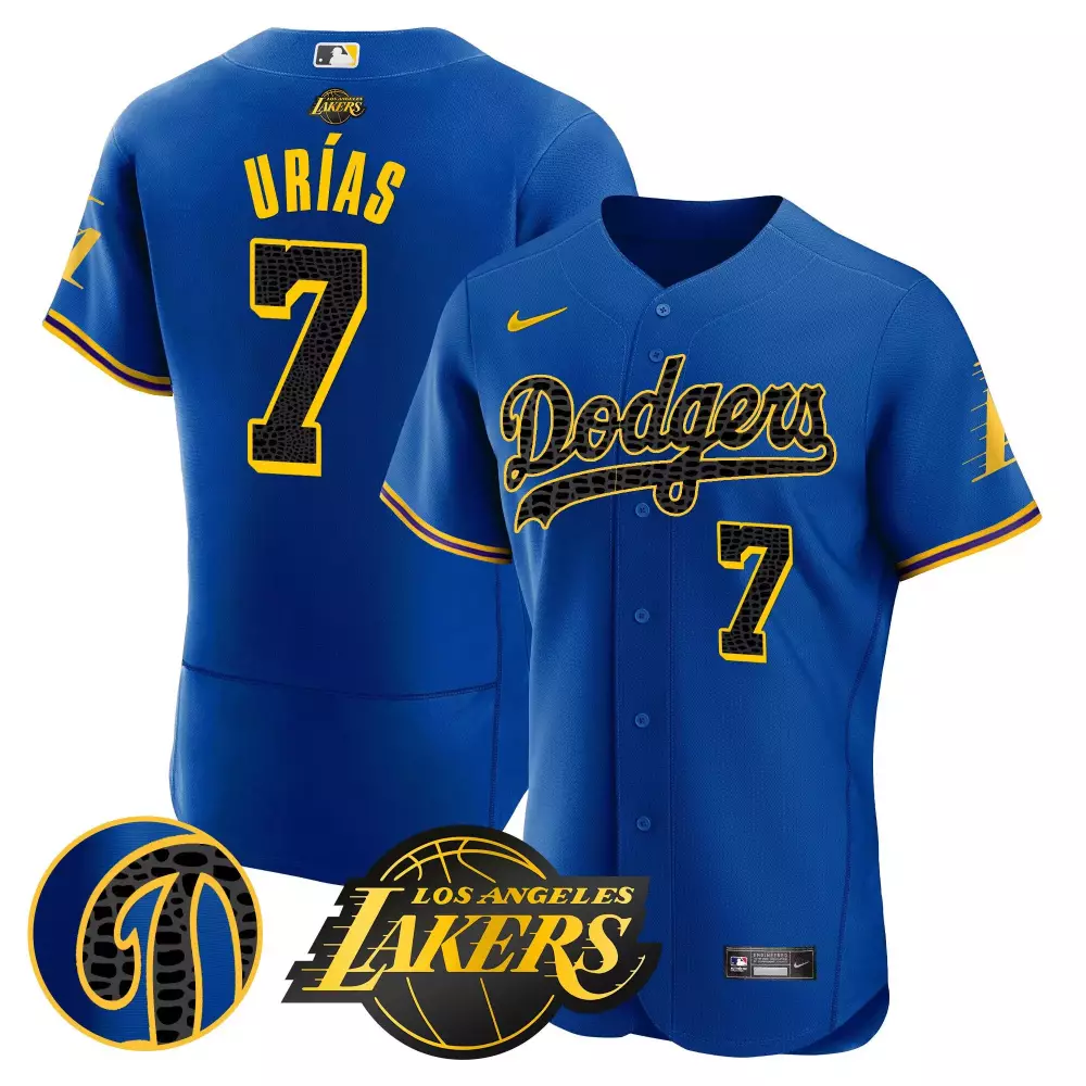 Julio Urias 7 Dodgers Jersey Blue City Connect 2023 Men Yellow Black