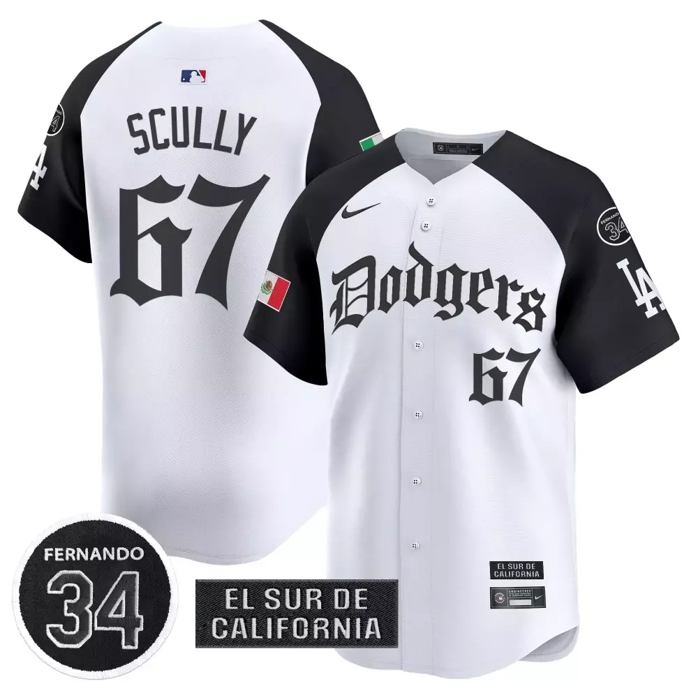 Tejanos El 67 Dodgers Jersey White City Connect Mexico Flag LA Men Black Vapor