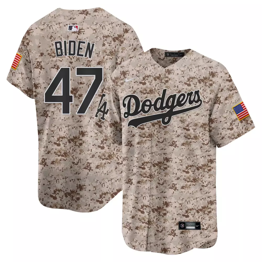 Joe Biden 47 Dodgers Jersey Tan Digital Camo Men Custom Design Black Brown White
