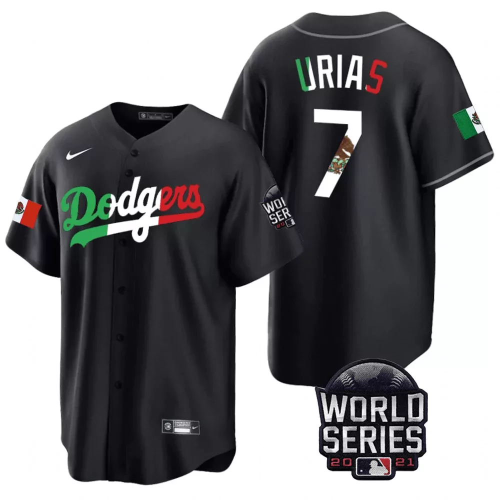 Julio Urias 7 Dodgers Jersey Black Mexico Day World Series 2021 Men Green White Red