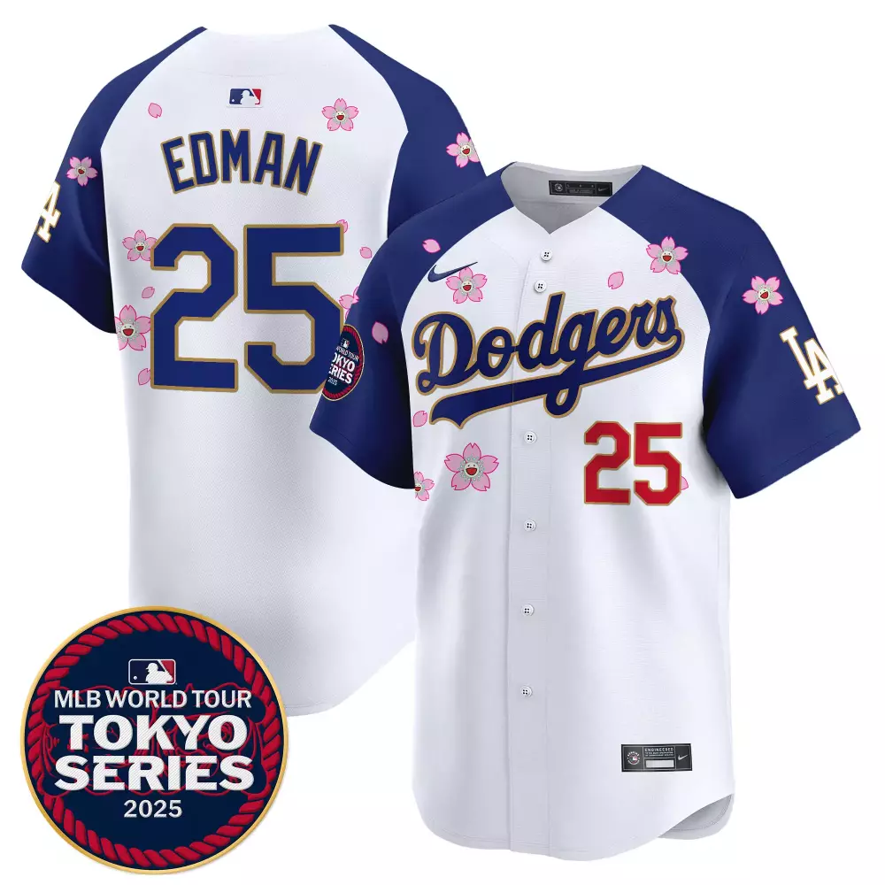 Tommy Edman 25 Dodgers Jersey White Tokyo Series Men Blue Red Pink Stitched