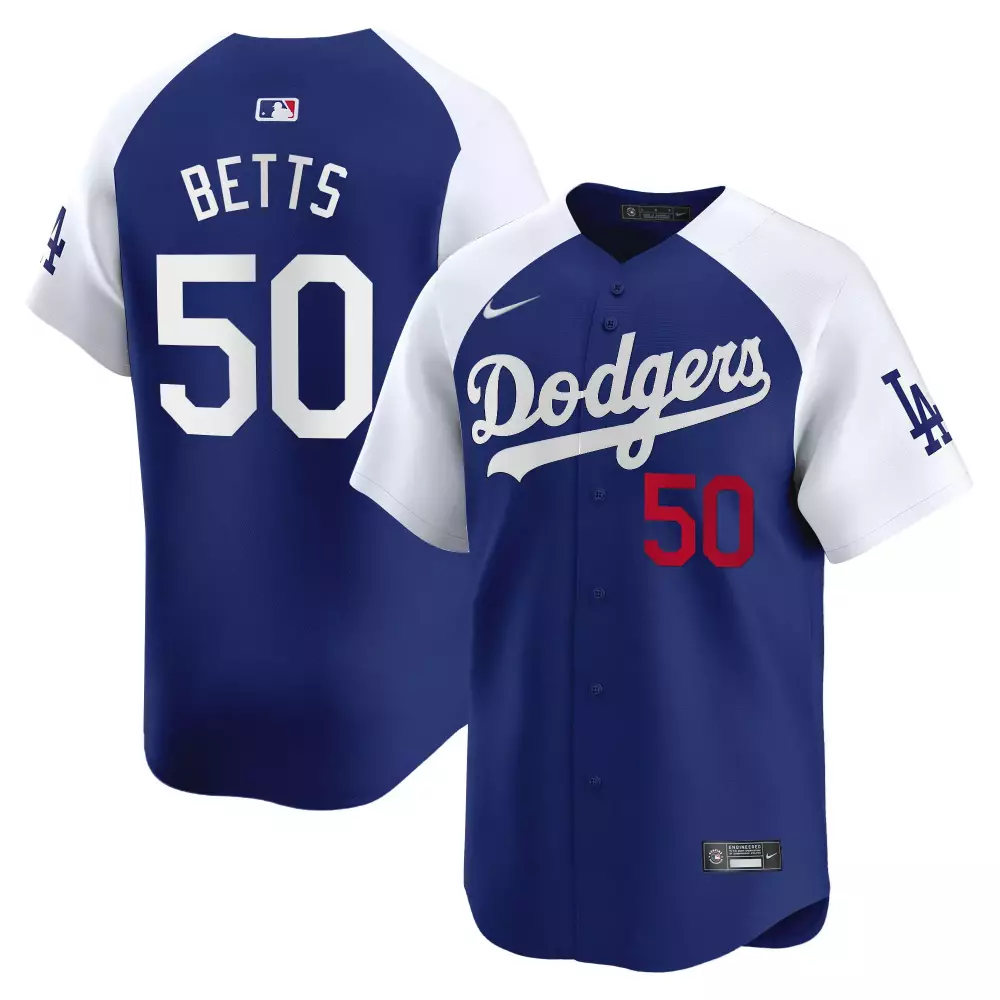 Mookie Betts 50 Dodgers Jersey Blue Men White Alternate Vapor Premier Limited All