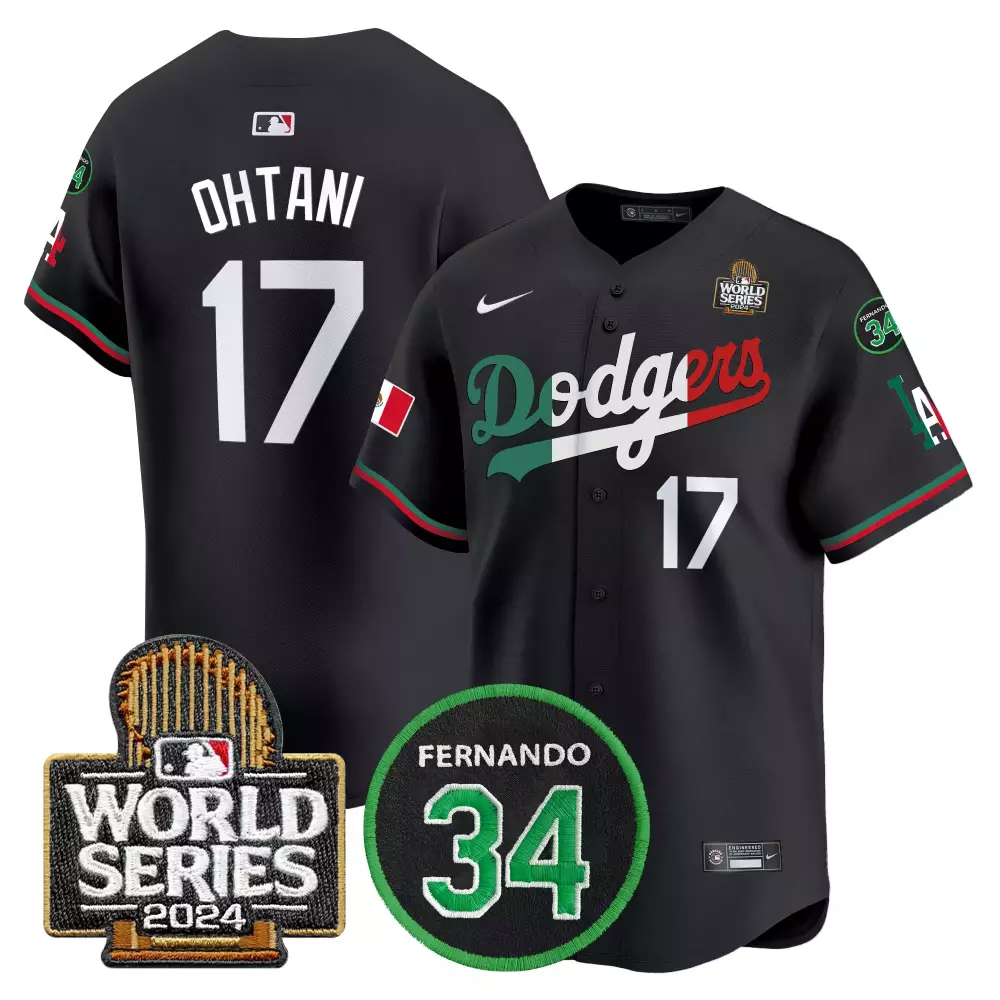 Shohei Ohtani 17 Dodgers Jersey Black Mexico City Series World 2024 Fernando 34 Men