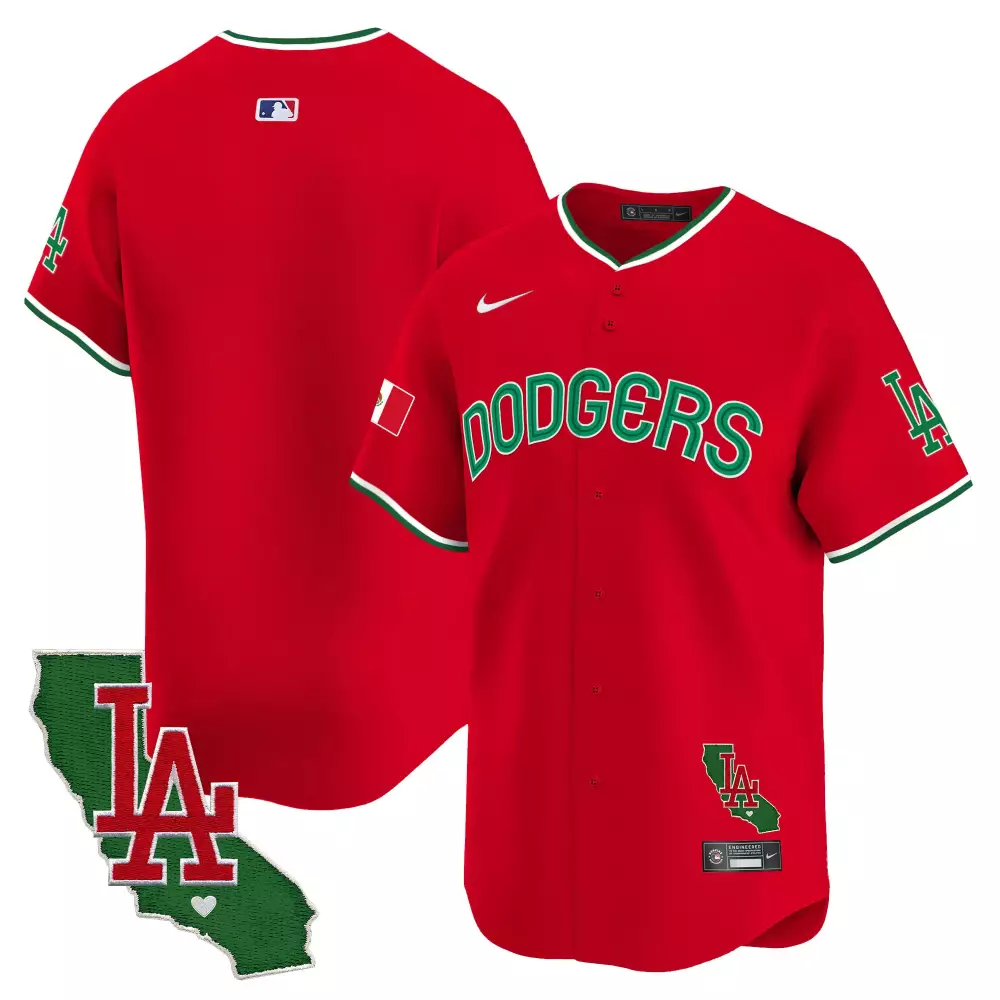 Mexico California Jersey Red City Connect Los Angeles Dodgers Flag State Outline LA