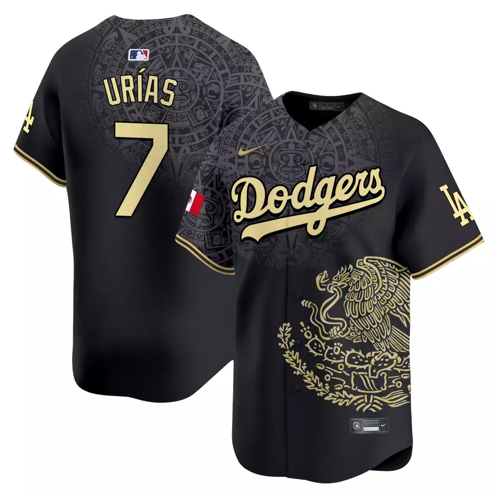 Julio Urias 7 Dodgers Jersey Black Mexico Series Men Custom Design Gold Unisex Vapor