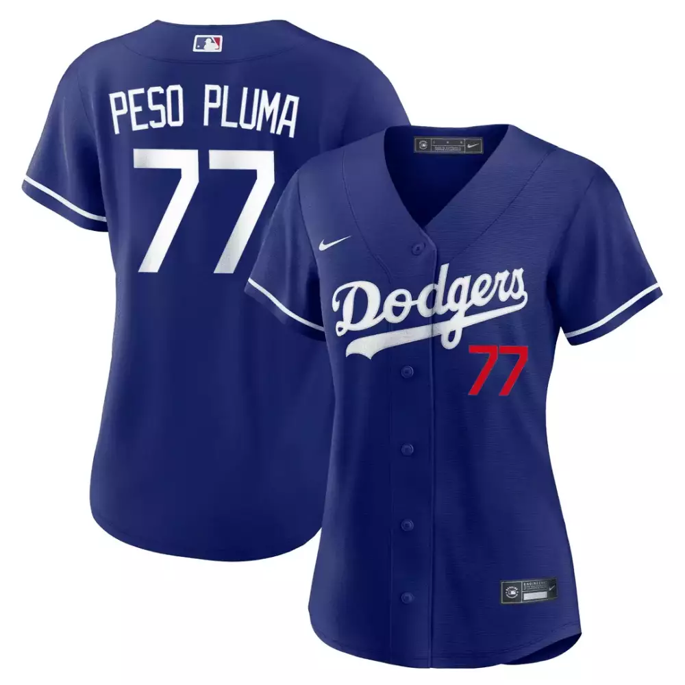 Peso Pluma 77 Dodgers Jersey Royal Blue Men White Stitched