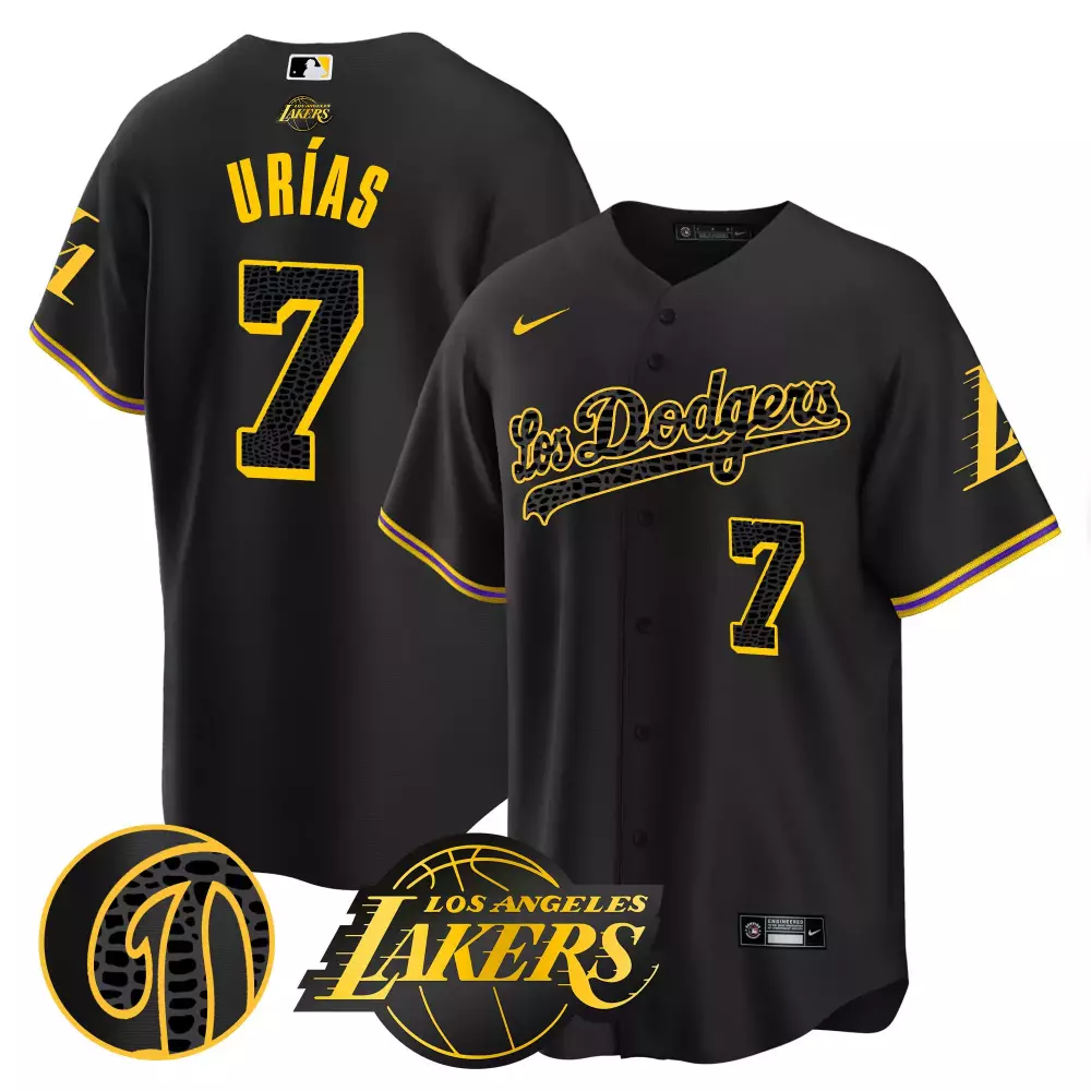 Julio Urias 7 Los Angeles Lakers Jersey Black City Connect 2023 Men Yellow Purple