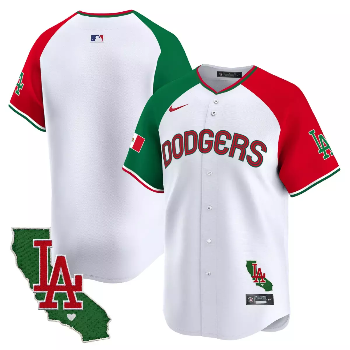 Custom Los Angeles Dodgers Jersey White Mexican Heritage / Dia De Muertos Mexico Flag California Outline LA 2023