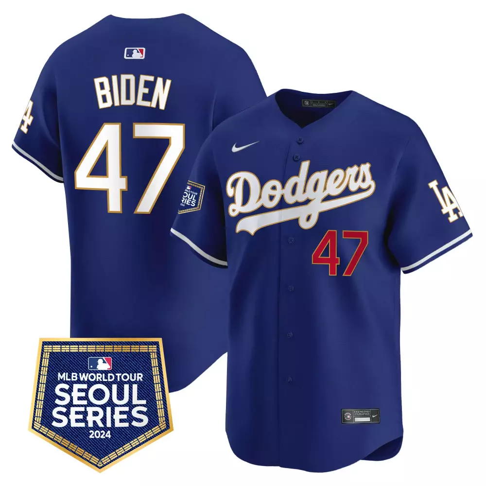 Joe Biden 47 Dodgers Jersey Royal Blue Men White Red Vapor Premier Limited All Stitched