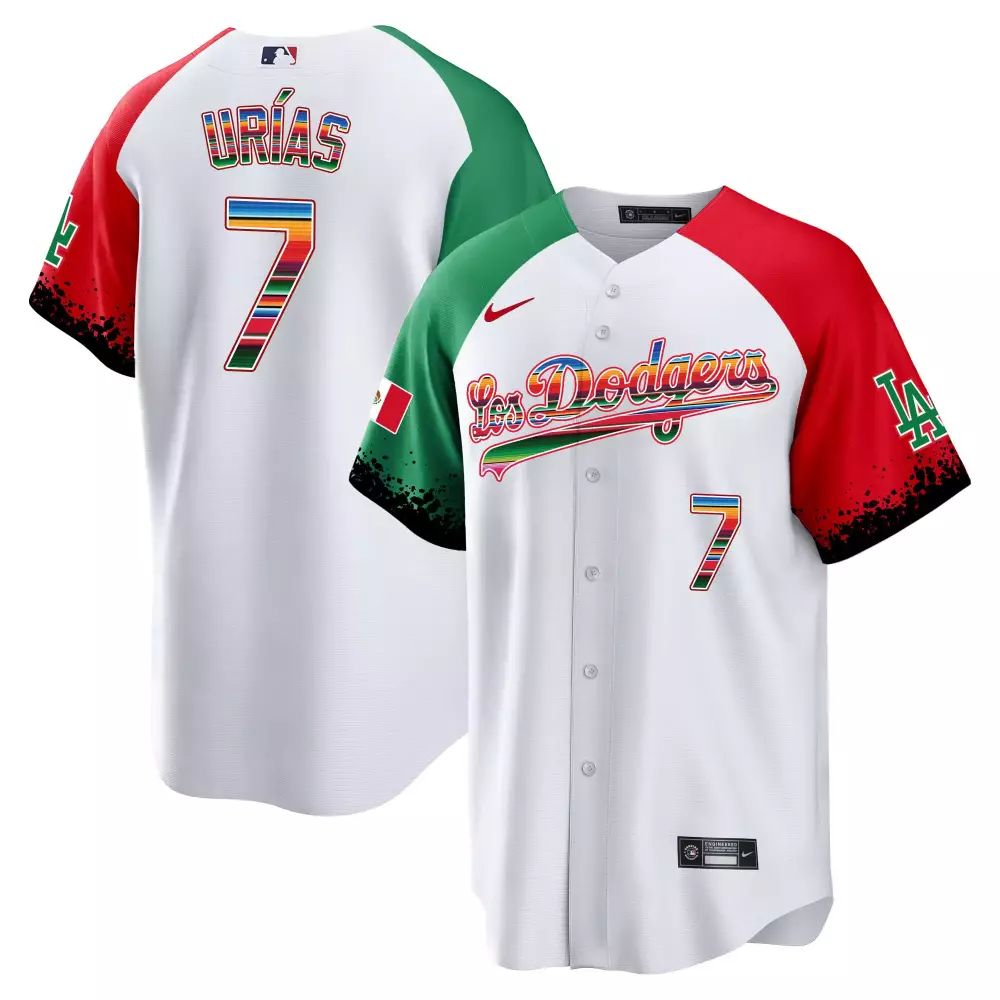 Julio Urias 7 Los Angeles Dodgers Jersey White Mexico Flag Men Player Split Custom Design