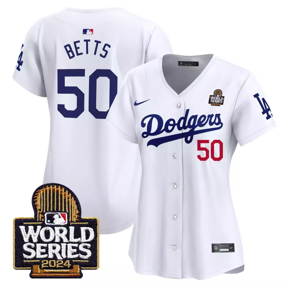 Mookie Betts 50 Dodgers Jersey White World Series 2024 Men Blue Red Vapor Premier