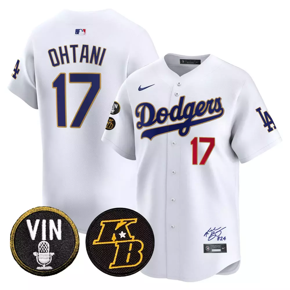 Shohei Ohtani 17 Dodgers Jersey White City Connect Vin Scully Kobe Bryant 2024 Men