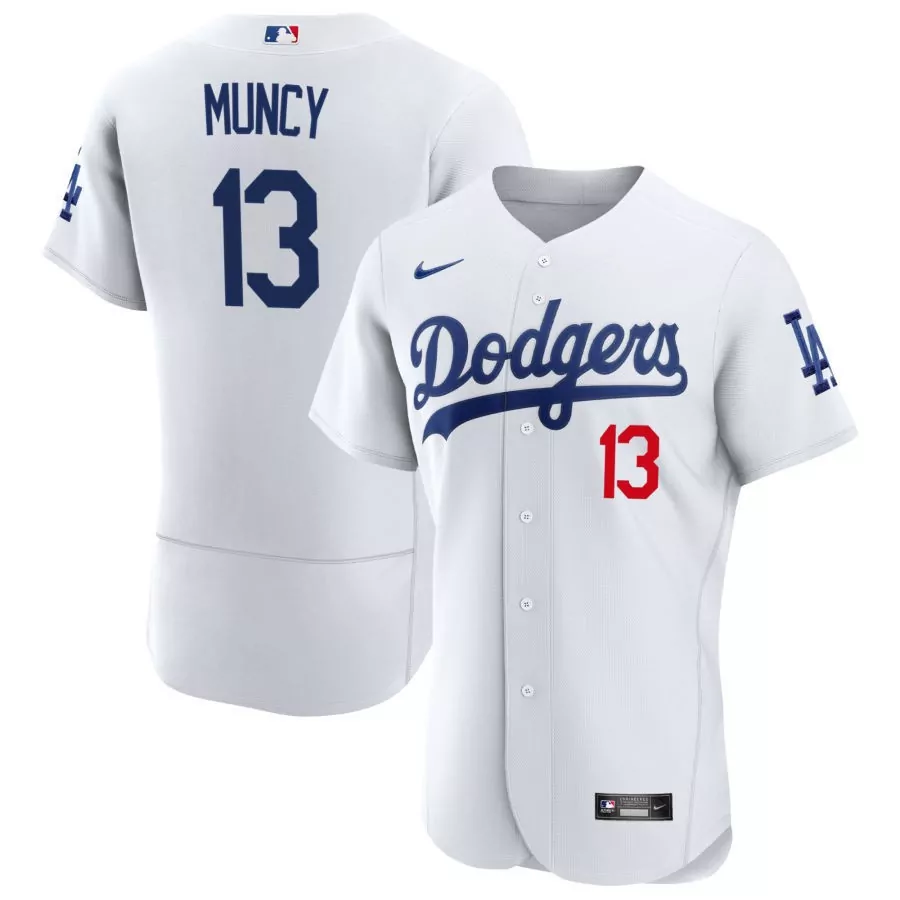 Max Muncy 13 Dodgers Jersey White Men MLB Blue Red All Stitched