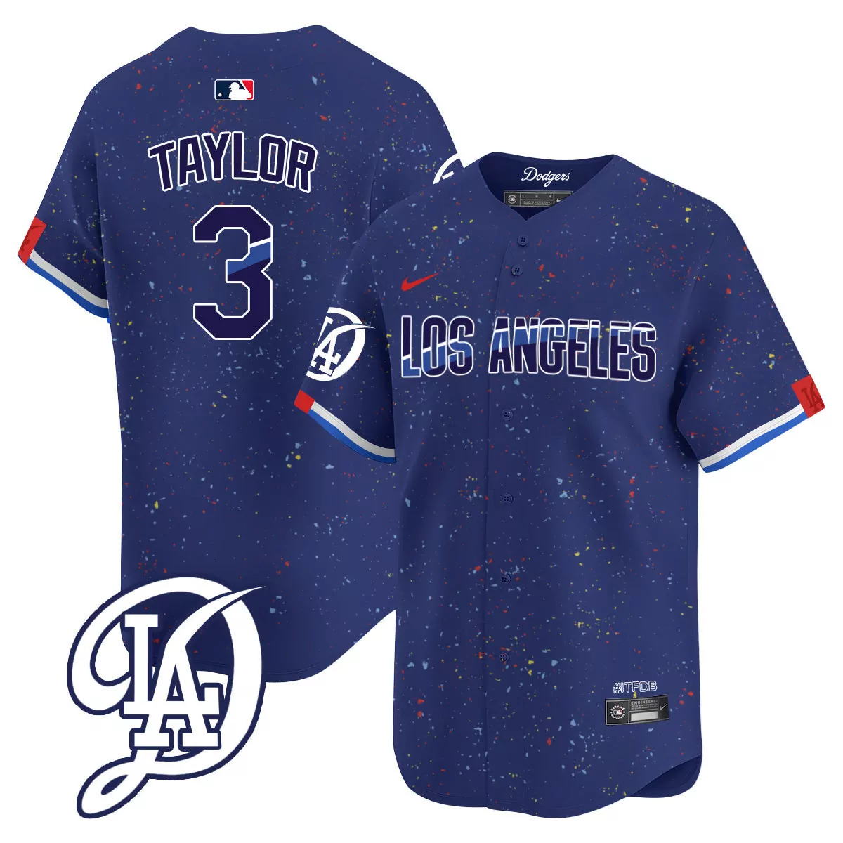 Chris Taylor 3 Dodgers Jersey Blue City Connect Men Los Angeles Custom Design White