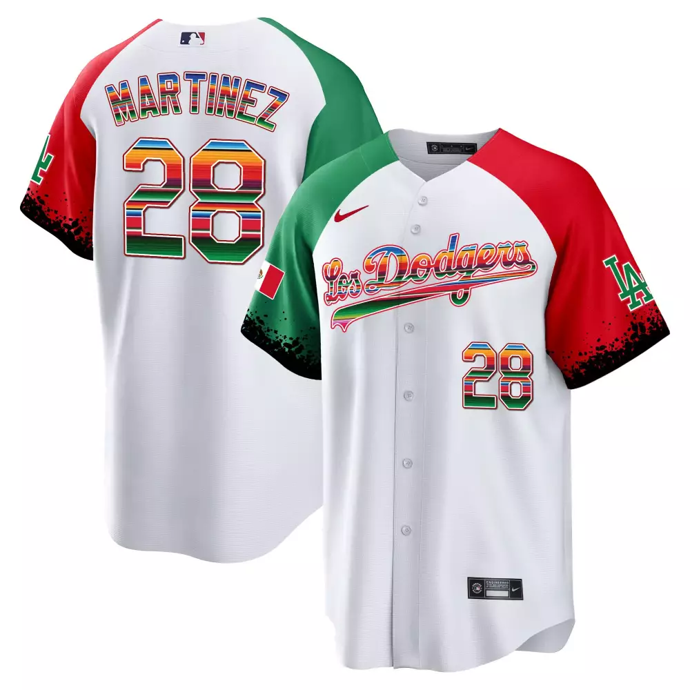 Jd Martinez 28 Jersey White Los Angeles Dodgers Mexico Flag Men Split Design Green