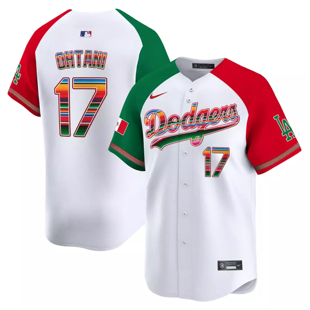 Shohei Ohtani 17 Dodgers Jersey White City Connect Mexican Flag Men Split Custom Design