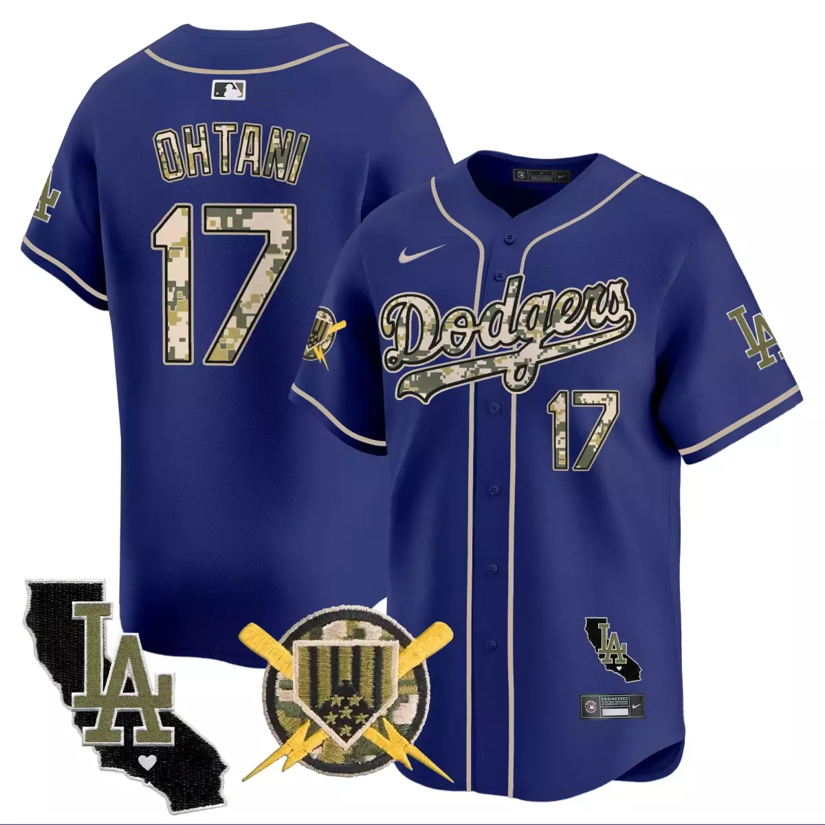 Shohei Ohtani 17 Dodgers Jersey Royal Blue City Connect LA California Outline Heart