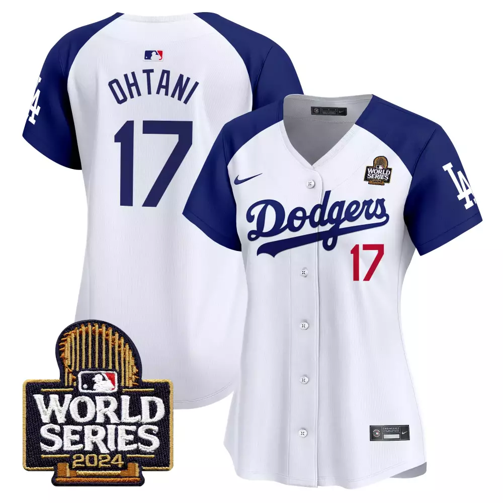 Shohei Ohtani 17 Dodgers Jersey White World Series 2024 Women Blue Red Alternate