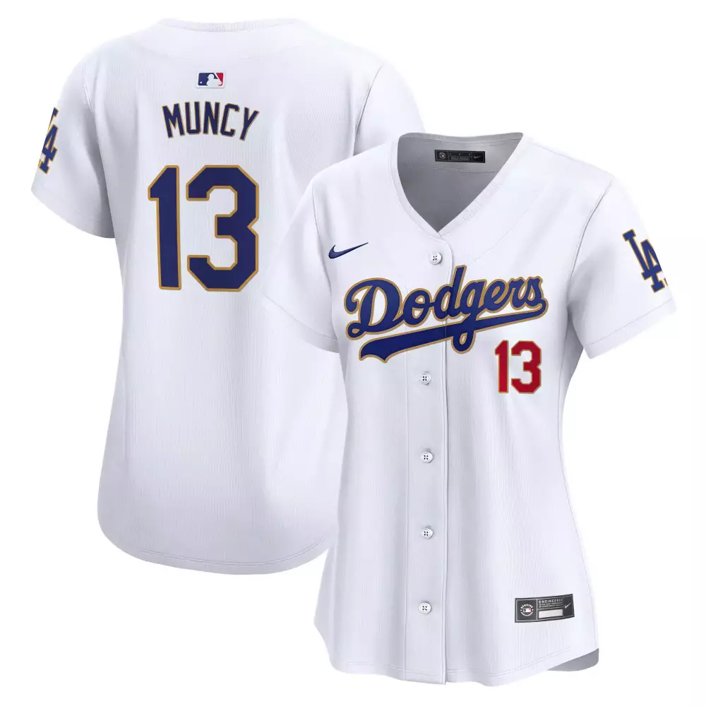 Max Muncy 13 Dodgers Jersey White Women Blue Red Vapor Premier Limited All Stitched