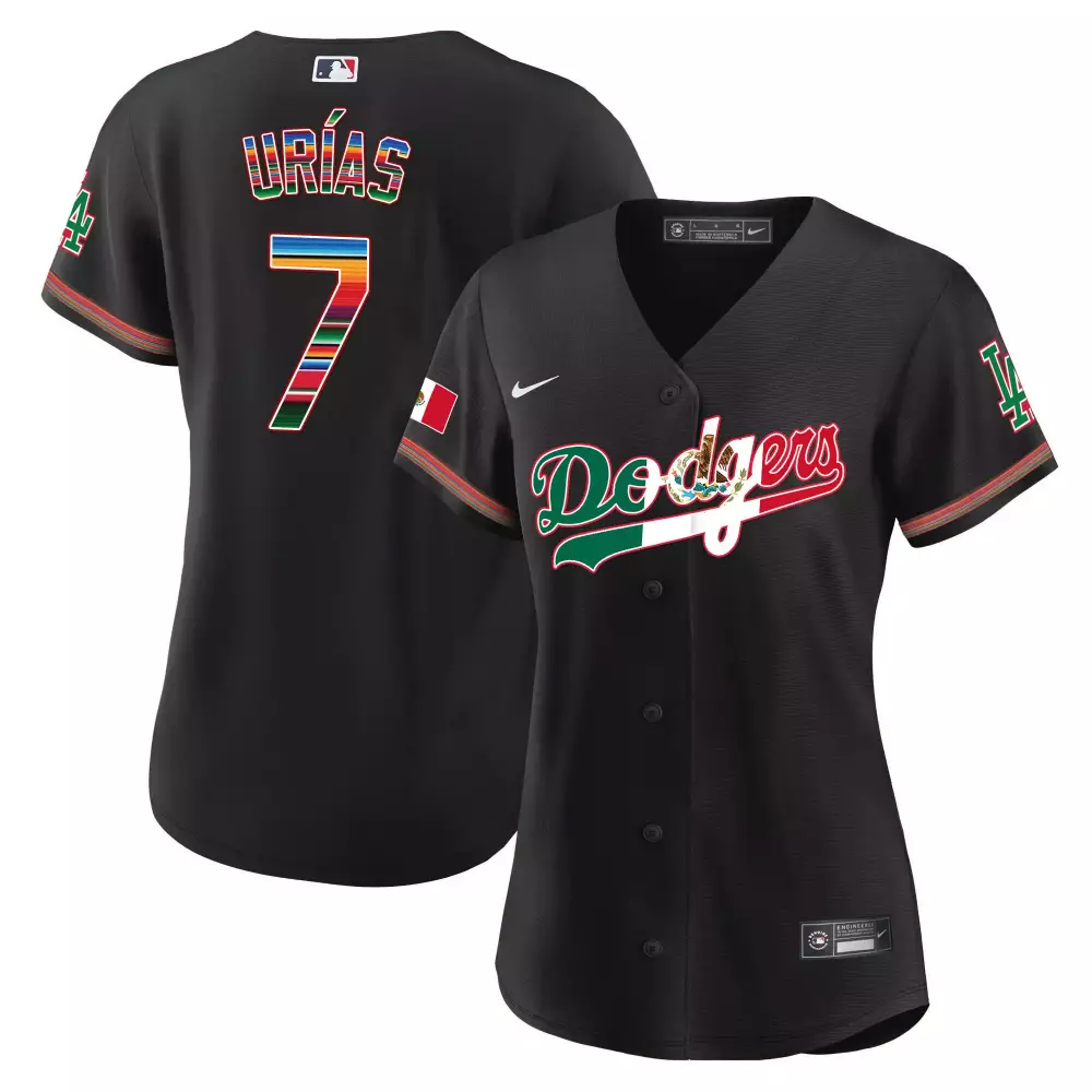 Julio Urias 7 Dodgers Jersey Black Mexico Flag Men Custom Design Green White Red