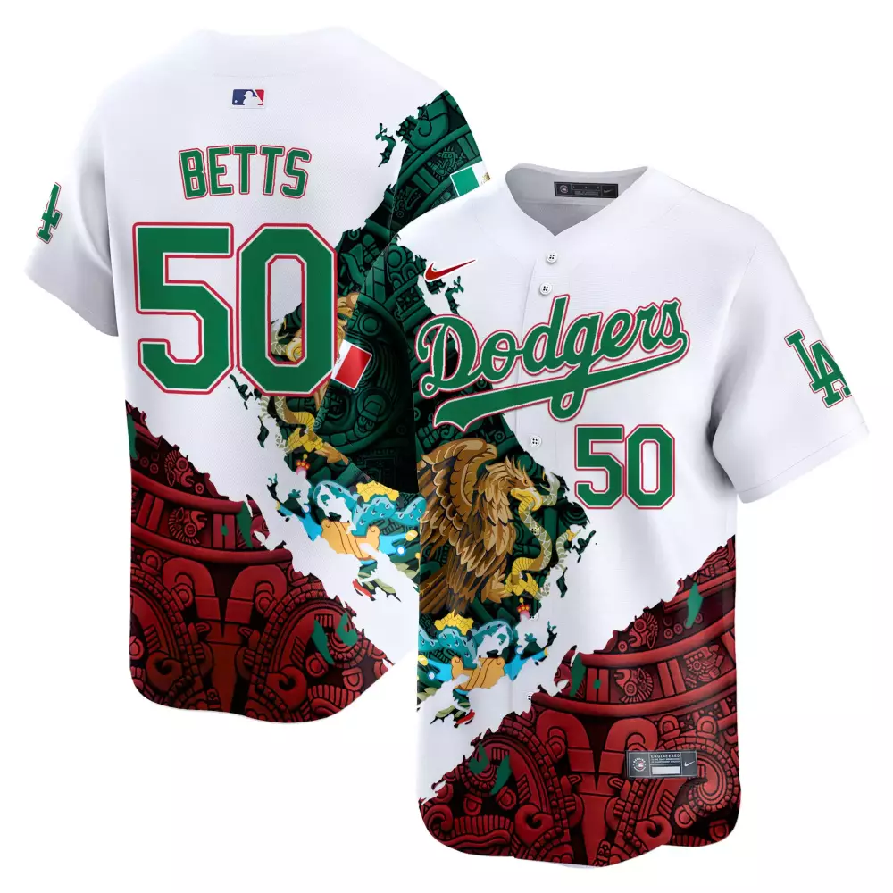Mookie Betts 50 Dodgers Jersey White Men Custom Design Green Red Yellow Blue Vapor