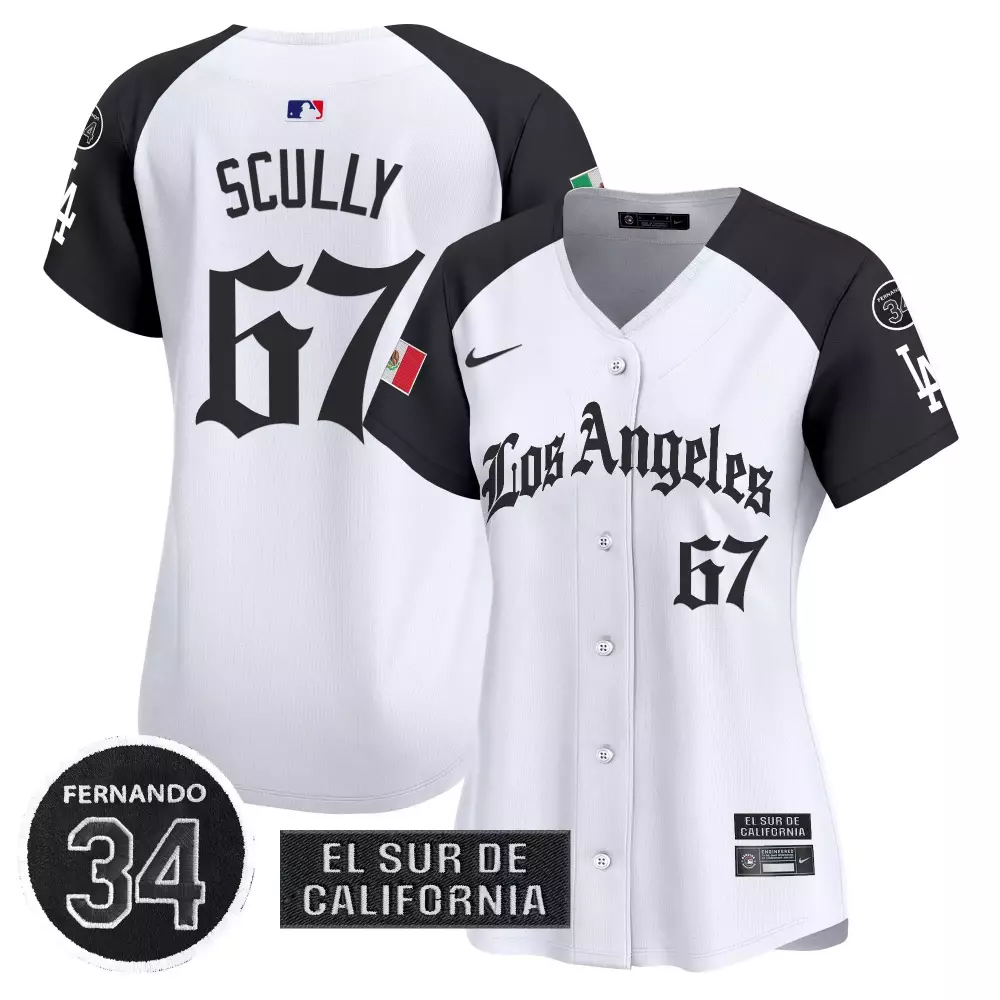 Scully LA 67 Los Angeles Dodgers Jersey White City Connect Mexico Flag El Sur De California