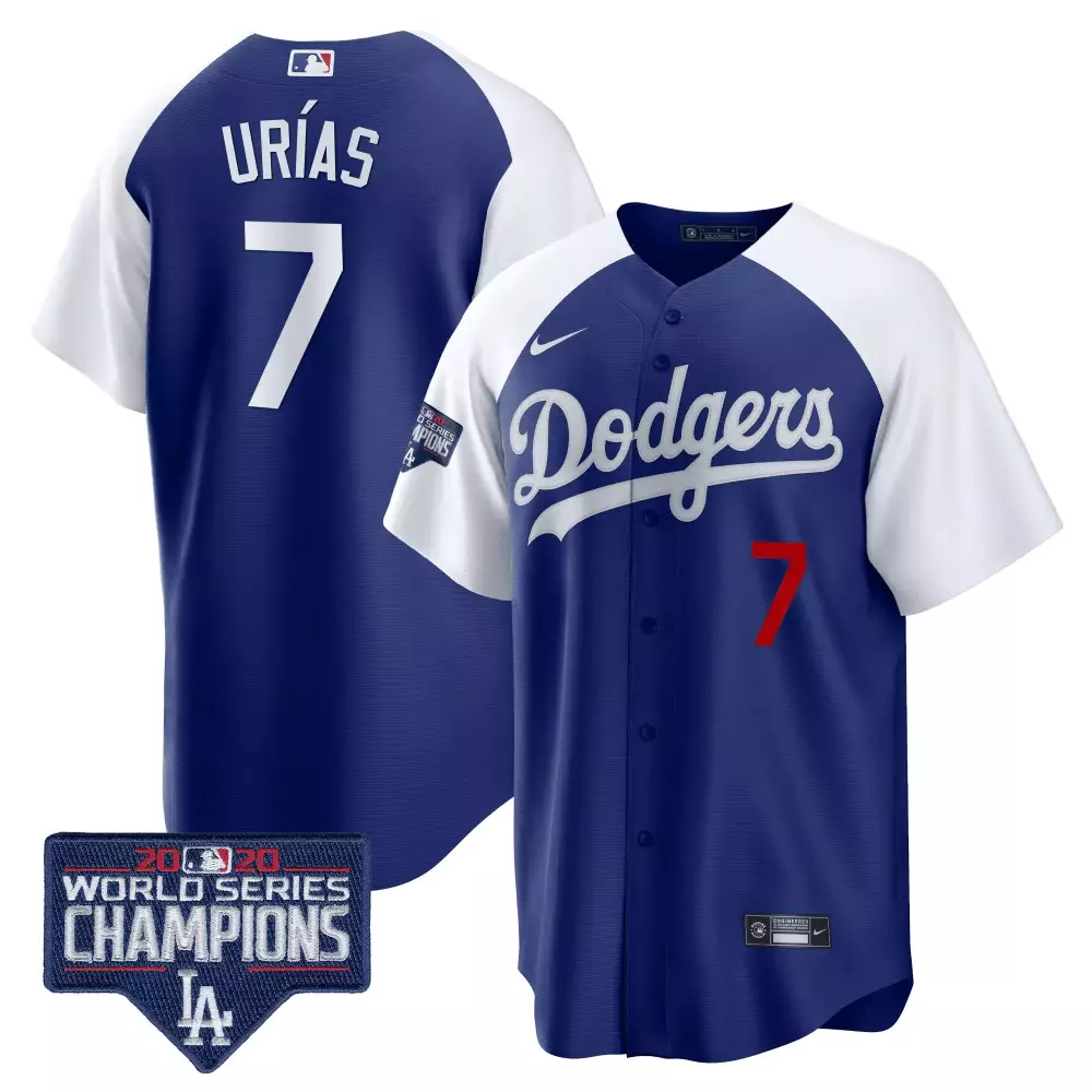 Julio Urias 7 Dodgers Jersey Blue 2020 World Series Champions Men White Red Alternate